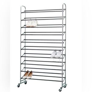 Silver Shoe Rack with Wheels